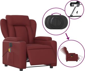 vidaXL vidaXL Rozkładany fotel masujący, elektryczny, bordowy, sztuczna skóra 5