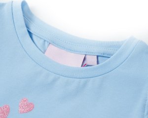 vidaXL Koszulka dziecięca, z falbankami, jasnoniebieska, 140 3