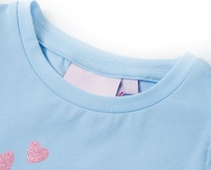 vidaXL Koszulka dziecięca, z falbankami, jasnoniebieska, 128 3