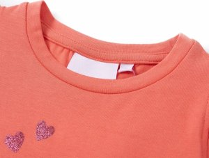 vidaXL Koszulka dziecięca, z falbankami, koralowa, 116 3