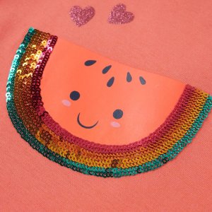 vidaXL Koszulka dziecięca, z falbankami, koralowa, 116 4