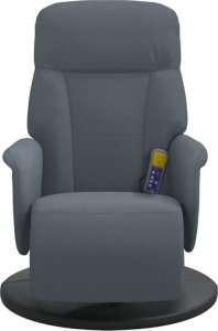 vidaXL Rozkładany fotel masujący z podnóżkiem, ciemnoszary, aksamit 4