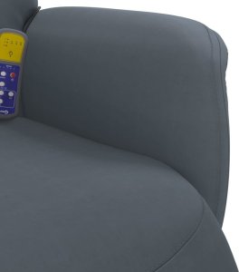 vidaXL Rozkładany fotel masujący z podnóżkiem, ciemnoszary, aksamit 8