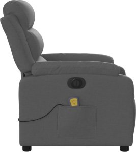 vidaXL Rozkładany fotel masujący, elektryczny, ciemnoszary, tkanina 9