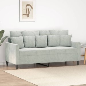 vidaXL Sofa 2-osobowa, jasnoszara, 140 cm, tapicerowana aksamitem Lumarko! 1