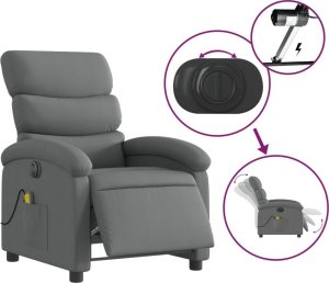 vidaXL Rozkładany fotel masujący, elektryczny, ciemnoszary, tkanina 5