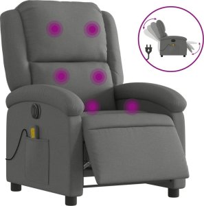 vidaXL Rozkładany fotel masujący, elektryczny, ciemnoszary, tkanina 2