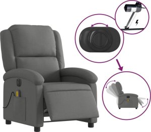 vidaXL Rozkładany fotel masujący, elektryczny, ciemnoszary, tkanina 5