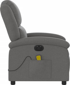 vidaXL Rozkładany fotel masujący, elektryczny, ciemnoszary, tkanina 9