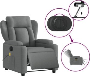 vidaXL Rozkładany fotel masujący, elektryczny, ciemnoszary, tkanina 5