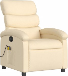 vidaXL Rozkładany fotel masujący, elektryczny, kremowy, tkanina 3