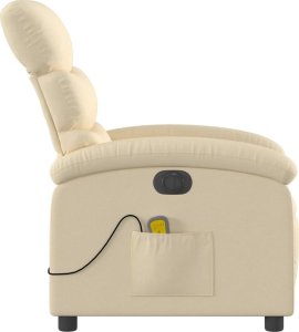 vidaXL Rozkładany fotel masujący, elektryczny, kremowy, tkanina 9