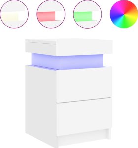 vidaXL Szafka nocna z oświetleniem LED, biała, 35x39x55 cm 2