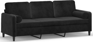 vidaXL 3-osobowa sofa z poduszkami, czarna, 180 cm, aksamit 2