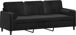 vidaXL 3-osobowa sofa z poduszkami, czarna, 180 cm, aksamit 3
