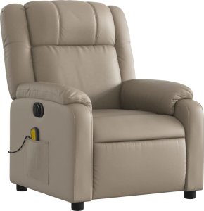 vidaXL vidaXL Rozkładany fotel masujący, elektryczny, cappuccino, ekoskóra 4
