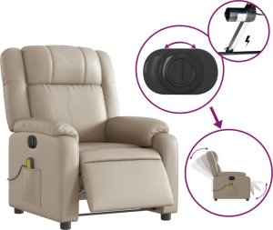 vidaXL vidaXL Rozkładany fotel masujący, elektryczny, cappuccino, ekoskóra 6