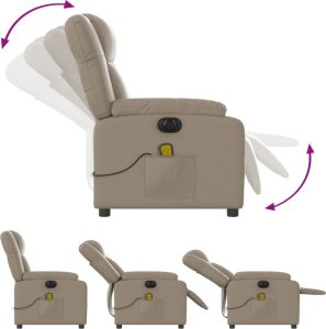 vidaXL vidaXL Rozkładany fotel masujący, elektryczny, cappuccino, ekoskóra 7