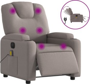 vidaXL vidaXL Rozkładany fotel masujący, elektryczny, kolor taupe, tkanina 2