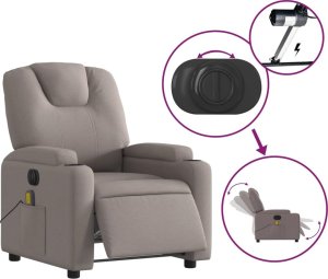 vidaXL vidaXL Rozkładany fotel masujący, elektryczny, kolor taupe, tkanina 6