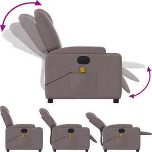 vidaXL vidaXL Rozkładany fotel masujący, elektryczny, kolor taupe, tkanina 7
