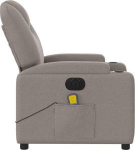 vidaXL vidaXL Rozkładany fotel masujący, elektryczny, kolor taupe, tkanina 10