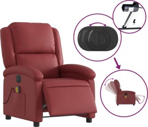 vidaXL Rozkładany fotel masujący, elektryczny, bordowy, sztuczna skóra 6