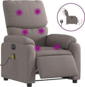 vidaXL vidaXL Rozkładany fotel masujący, elektryczny, kolor taupe, tkanina 2