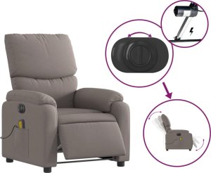 vidaXL vidaXL Rozkładany fotel masujący, elektryczny, kolor taupe, tkanina 6