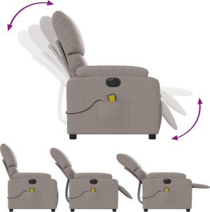 vidaXL vidaXL Rozkładany fotel masujący, elektryczny, kolor taupe, tkanina 7