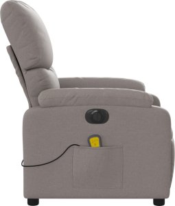 vidaXL vidaXL Rozkładany fotel masujący, elektryczny, kolor taupe, tkanina 10