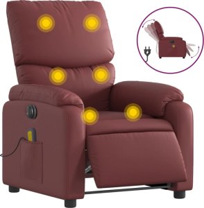 vidaXL vidaXL Rozkładany fotel masujący, elektryczny, bordowy, sztuczna skóra 2