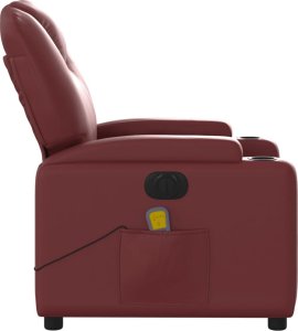 vidaXL Rozkładany fotel masujący, elektryczny, bordowy, sztuczna skóra 10