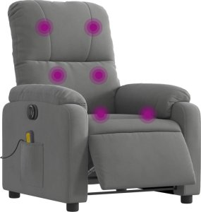 vidaXL vidaXL Rozkładany fotel elektryczny, masujący, ciemnoszary, mikrofibra 3