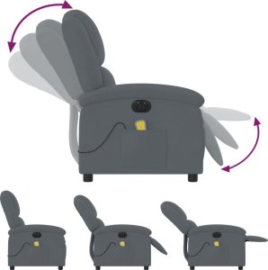 vidaXL vidaXL Rozkładany fotel masujący, elektryczny, ciemnoszary, aksamit 7