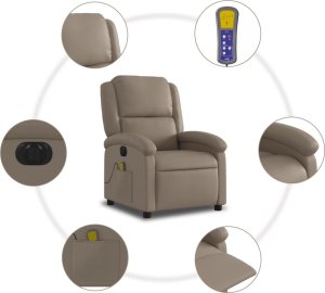 vidaXL Rozkładany fotel masujący, elektryczny, cappuccino 8