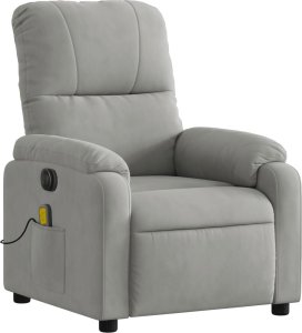 vidaXL vidaXL Rozkładany fotel elektryczny, masujący, jasnoszary, mikrofibra 4