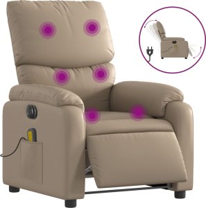 vidaXL vidaXL Rozkładany fotel masujący, elektryczny, cappuccino, ekoskóra 2
