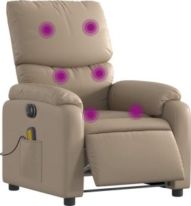 vidaXL vidaXL Rozkładany fotel masujący, elektryczny, cappuccino, ekoskóra 3