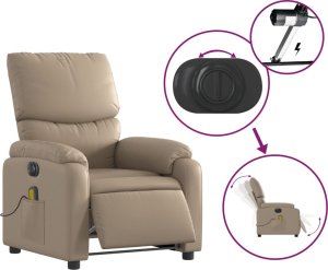vidaXL vidaXL Rozkładany fotel masujący, elektryczny, cappuccino, ekoskóra 6