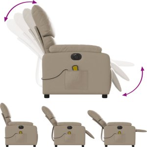 vidaXL vidaXL Rozkładany fotel masujący, elektryczny, cappuccino, ekoskóra 7