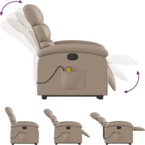 vidaXL Rozkładany fotel masujący, elektryczny, cappuccino 7