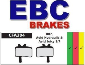 EBC Brakes Klocki rowerowe EBC (organiczne wyczynowe) Avid System Juicy 3, 5 & 7 Hydraulic Ultimate & Mechanical BB7 CFA394R Uniwersalny 1