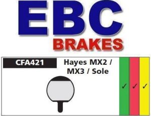 EBC Brakes Klocki rowerowe EBC (organiczne wyczynowe) Hayes Sole GX-2 / MX-2 /MX-3 CFA421R Uniwersalny 1