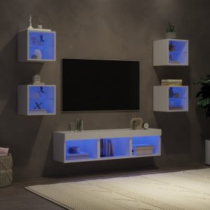 vidaXL 7-częściowy zestaw mebli TV z LED, biały Lumarko! 1