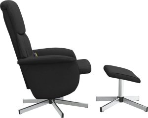 vidaXL Rozkładany fotel masujący z podnóżkiem, czarny, obity tkaniną 5