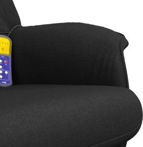vidaXL Rozkładany fotel masujący z podnóżkiem, czarny, obity tkaniną 8