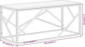 vidaXL Stolik kawowy, srebrny, stal nierdzewna i lite drewno akacjowe 8