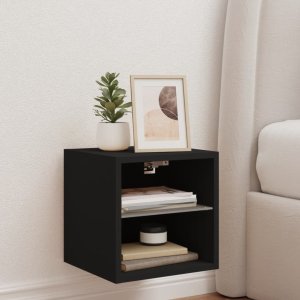 vidaXL Ścienna szafka TV z LED, czarna, 30x28,5x30 cm 4