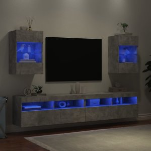 vidaXL Ścienne szafki TV z LED, 2 szt., szarość betonu, 40x30x60,5 cm 3